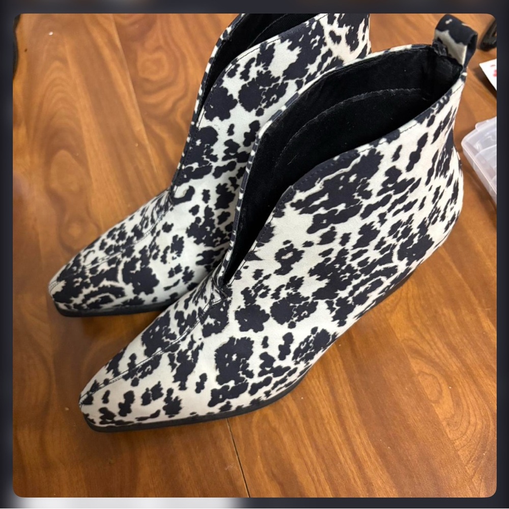 Crazy Train Cow Print Ankle Boots